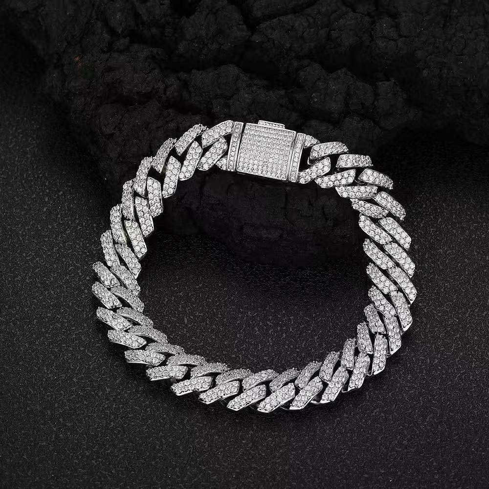 Hip-hop trend 20mm sapphire Cuban necklace. Passed GRA test. VVS diamond. Men's high-end style. Hip-hop rapper.
