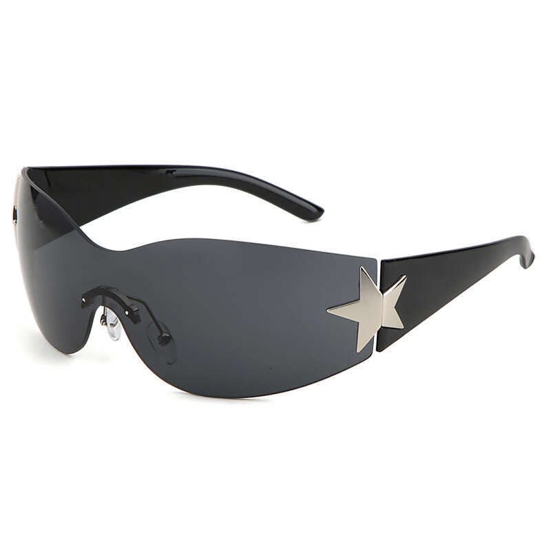 European And American New Y2k Millennial Hot Girl Rimless Pentagram Integrated Pilot Sunshade Sunglasses For Women outdoor glasses