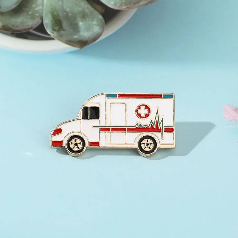 Hot Creative Ambulance Metal Brooch All Match Enamel Badge Jewelry for Friend Hat Backpack Clothing Accessories
