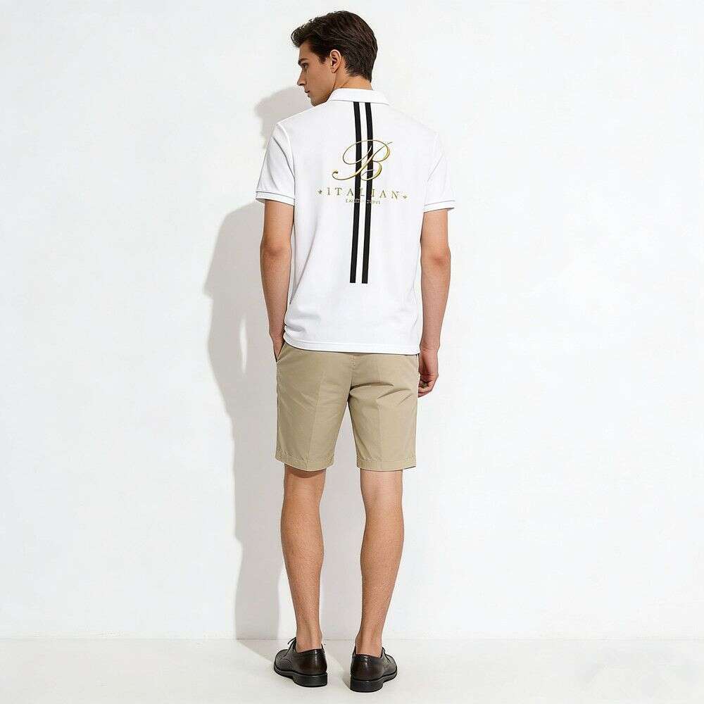 Men's Short-Sleeve Shirt, New Summer Style, Light Business Casual, Trendy Embroidered Fashion, Simple Turn-Down Collar Polo Shirt