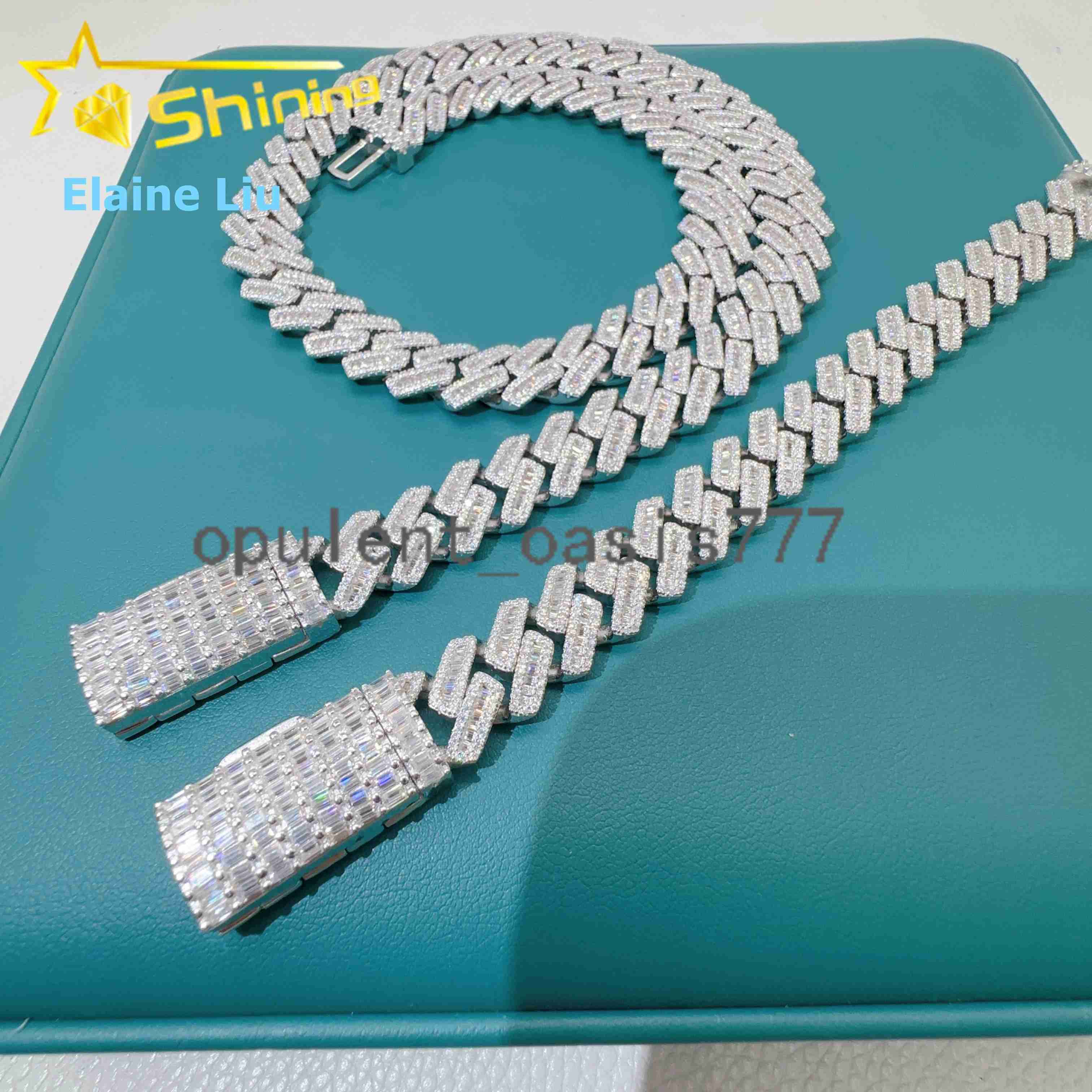 Iced Out 925 Sterling Silver GRA Certificate Hip Hop 15MM VVS Moissanite Diamond Fine Jewelry Miami Cuban Link Chain Necklace