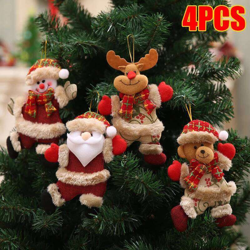 Christmas Plush Doll Ornaments Santa Claus Snowman Tree DIY Decoration Prop For Xmas New Year Home Party Kids Gifts