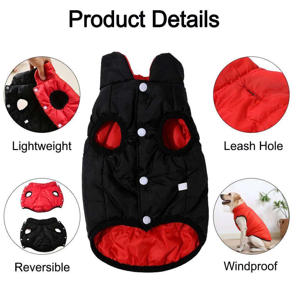 Dog Clothes For Small Large Dogs Cute Reversible Pet Jacket Autumn Warm Fleece Winter Windproof Chihuahua Golden Retriever Coat