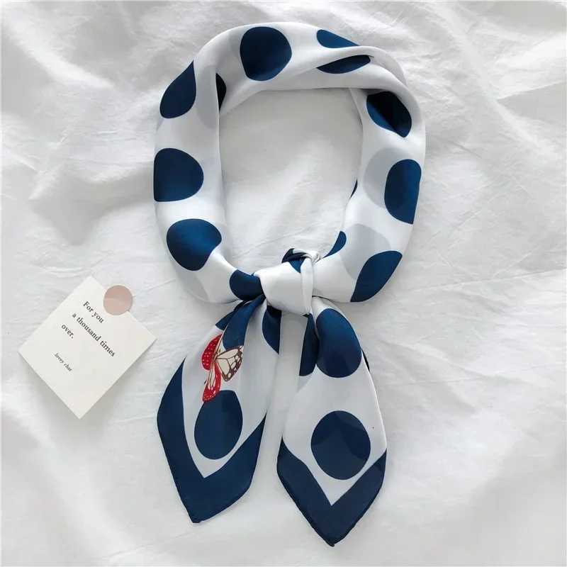 70CM Green polka dot flowers small silk scarf spring and autumn simulated silk solid color hairband tied ribbon occupational Z260330