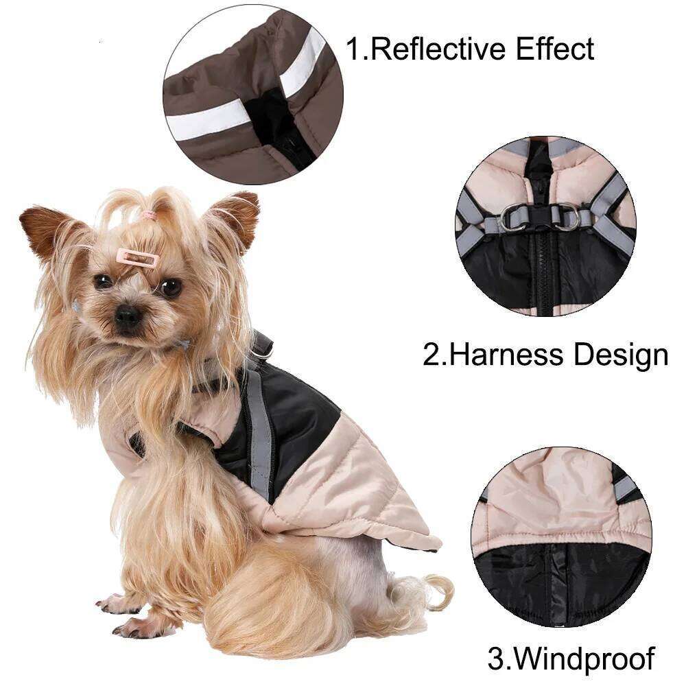 Coat With Harness Winter Warm Dog Clothes For Small Medium Dogs Cats Windproof Cat Clothing Chihuahua Yorkshire Pet Jacket