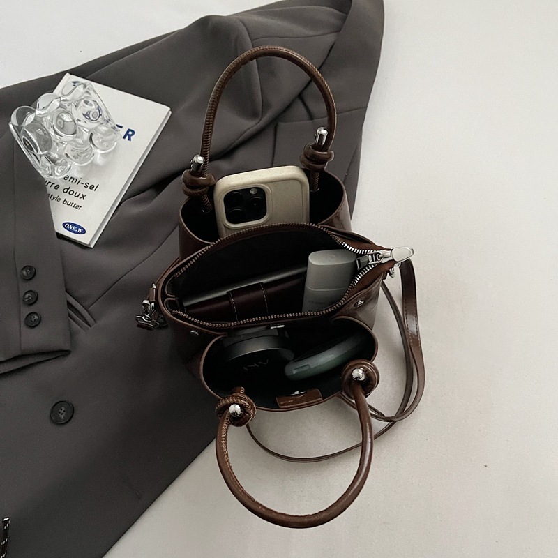 Free Shipping High Value Mini Tote Bag for Women Glossy Leather Handbag with Cute Bear Charm