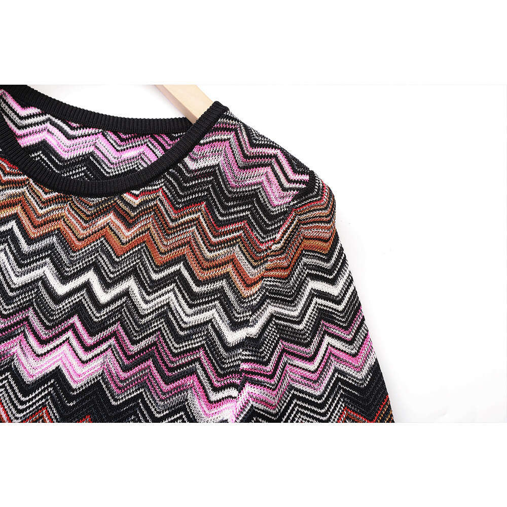 Designer Women's g25 Fashion Large Bottom Color blocked Round Neck Long Sleeve Knitted Dress Subtle Sexy Long Dress
