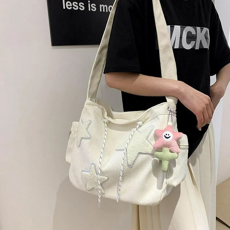 Niche n Handbag Star Female Student Large Capacity Commuting Tote Corduroy Shoulder Crossbody Bag 2023 260317