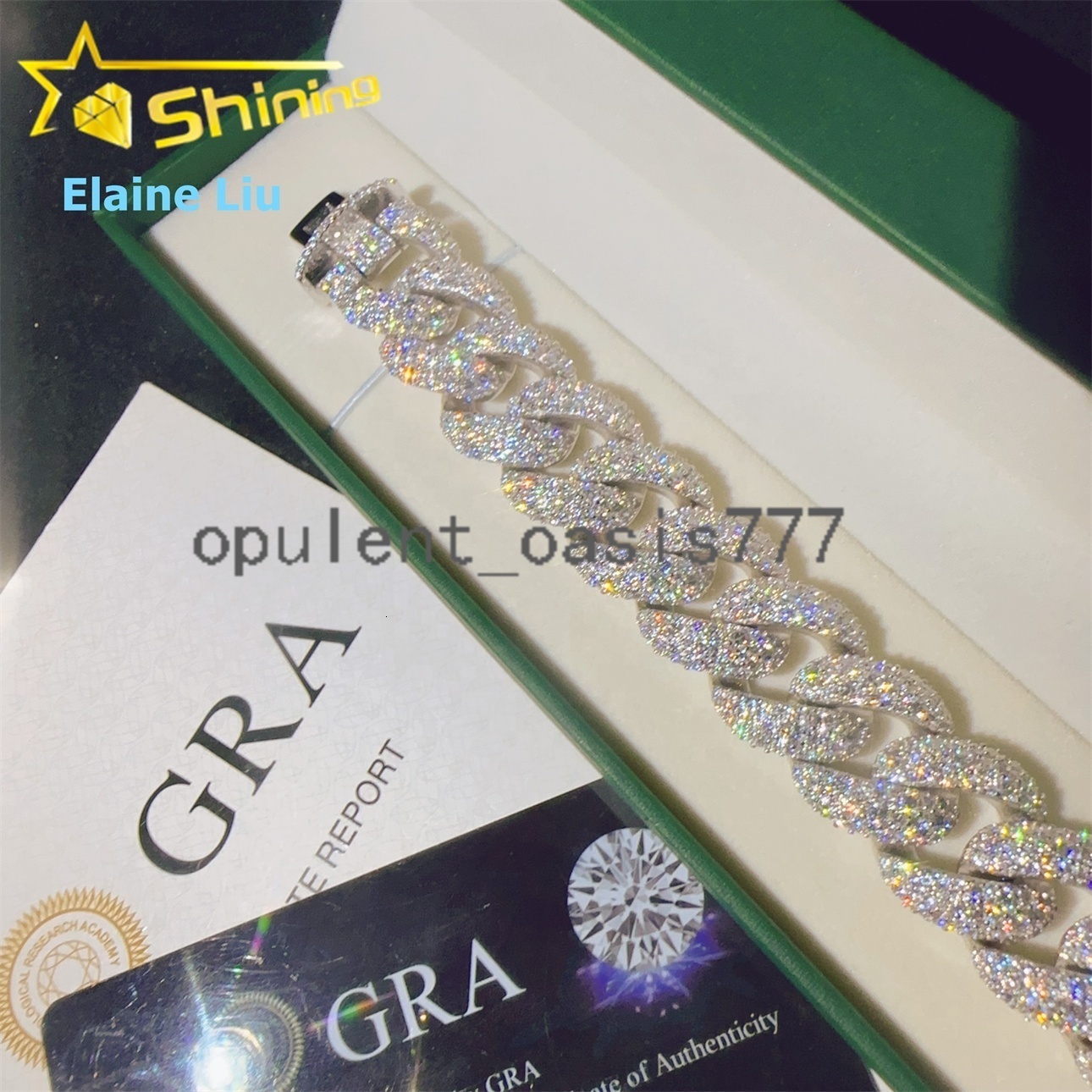 Sterling Silver 925 18mm VVS Moissanite Diamond Moissanite Hip Hop Jewelry Iced Out Bracelet Miami Cuban Link Chain Bracelet