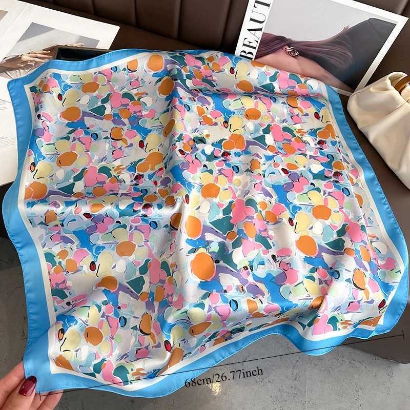 68cm Color Dot Jump Printed Scarf Wens Spring and Summer Thin Imitation Silk Scarf Fresh and Versatile scarf Shawl X260328