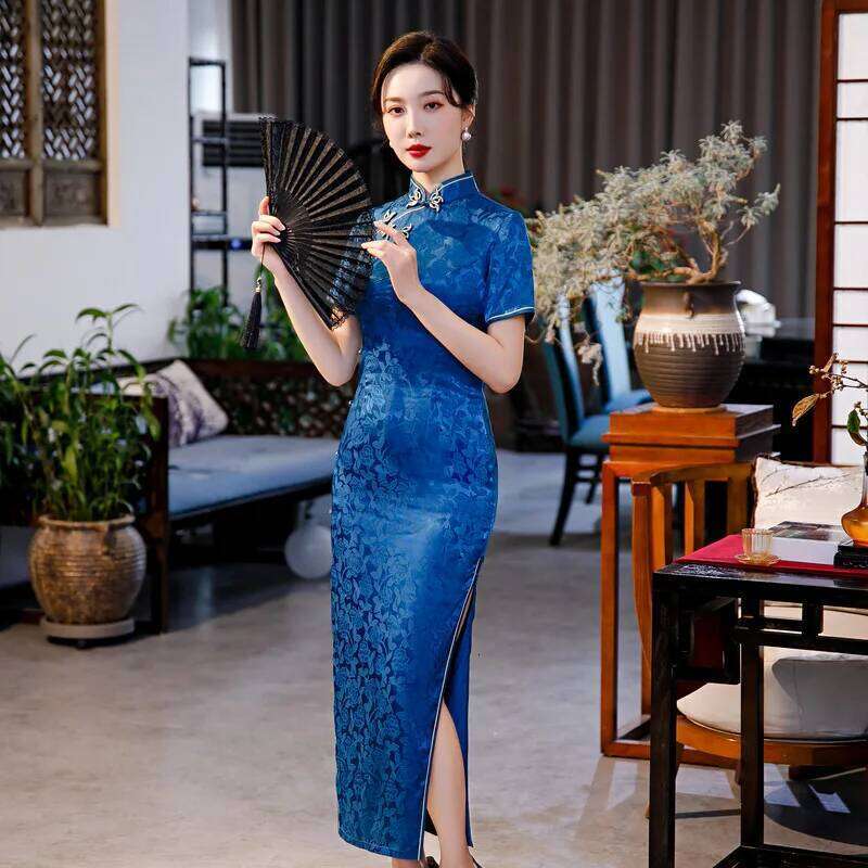 Large Buckle Jacquard Cheongsam Improved Cheongsam Dress Women Qipao Dress Chinese Tradition Hanfu MAKOUFEI