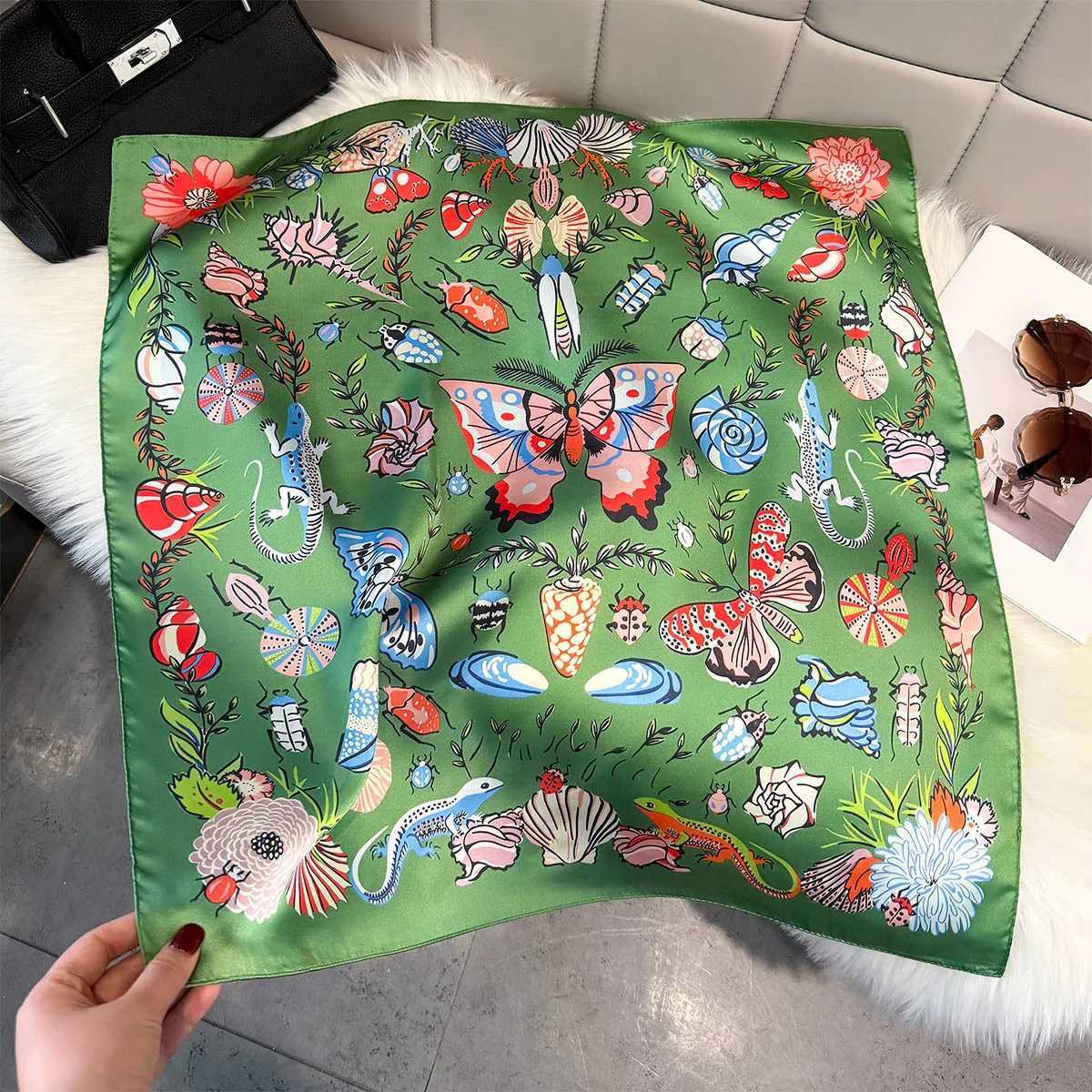 2026 New Print Silk Square Scarfs Wen Soft Satin Neck Ties Fashion Kerchief scarf Fem Hijab Foard Bandana X260328