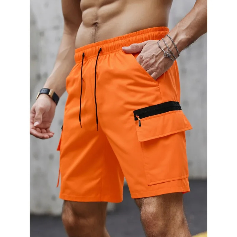Mens Casual Cargo Shorts Big Pockets Loose Fit Elastic Waist Lightweight Breathable Outdoor Sports Gym Work Shorts for Men 260327