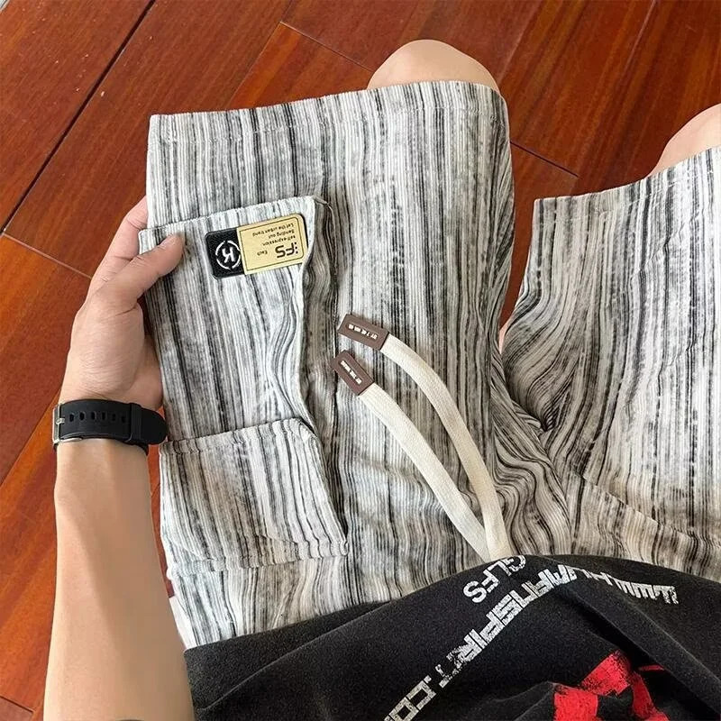 2026 Summer Hip Hop Fashion Bermuda Shorts For Men Appliques Tie-dye Cargo Short Pants Sports Beach Baggy Y2K Shorts 260327