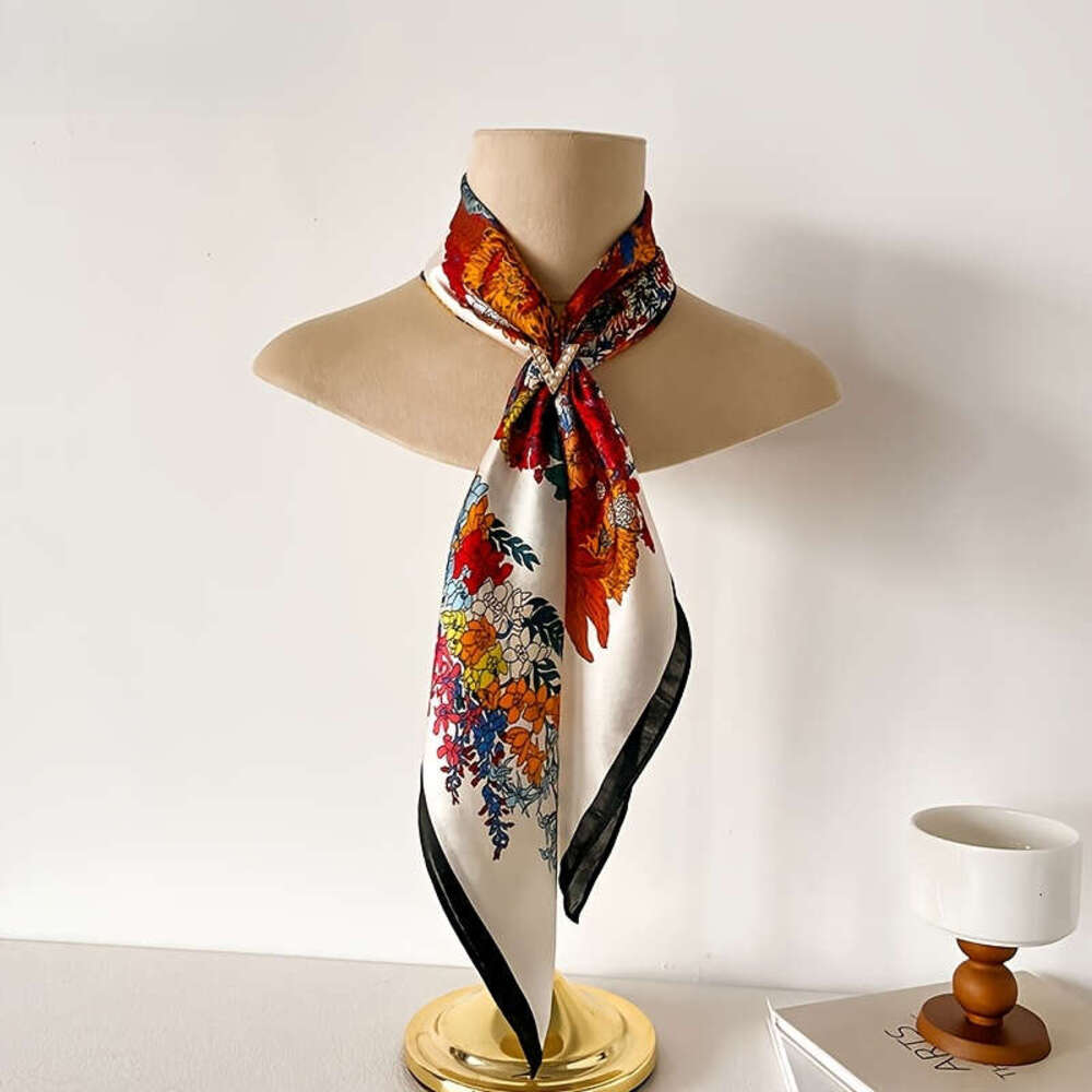 Elegant Bohemian Floral Print Scarf Smooth Non-Stretch Tassel Neck Wrap, Black Gray Versatile For Streetwear, Parties, Weddings, Daily Outfits Liuyuem