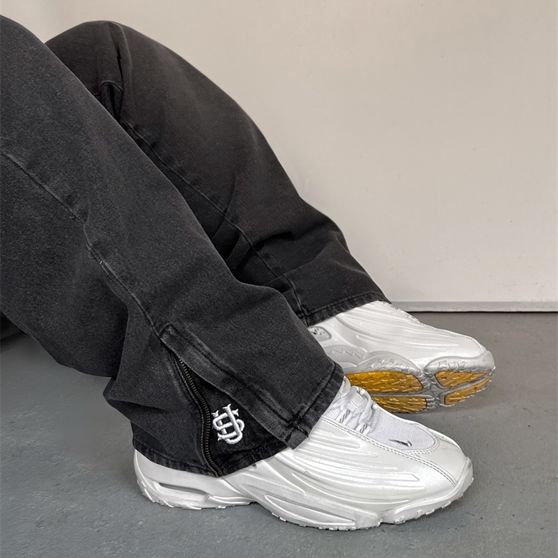 Hip-hop gold coin jeans Y2K retro low waist wide leg zipper pants y2k clothing mens fashion embroidered loose jeans 260327