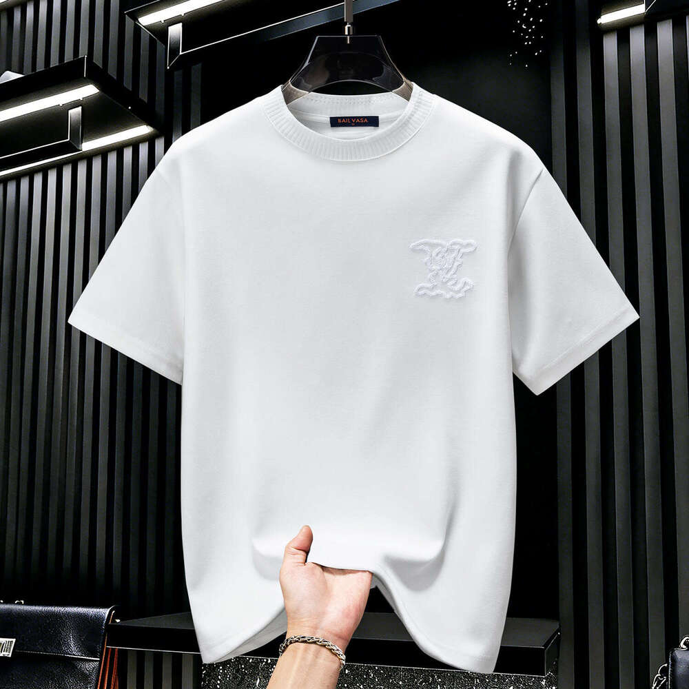 European Station Trendy Brand Light Luxury High-End Embroidered Short Sleeve T-Shirt Men 2026 Summer New Fashion Round Neck Versatile Top