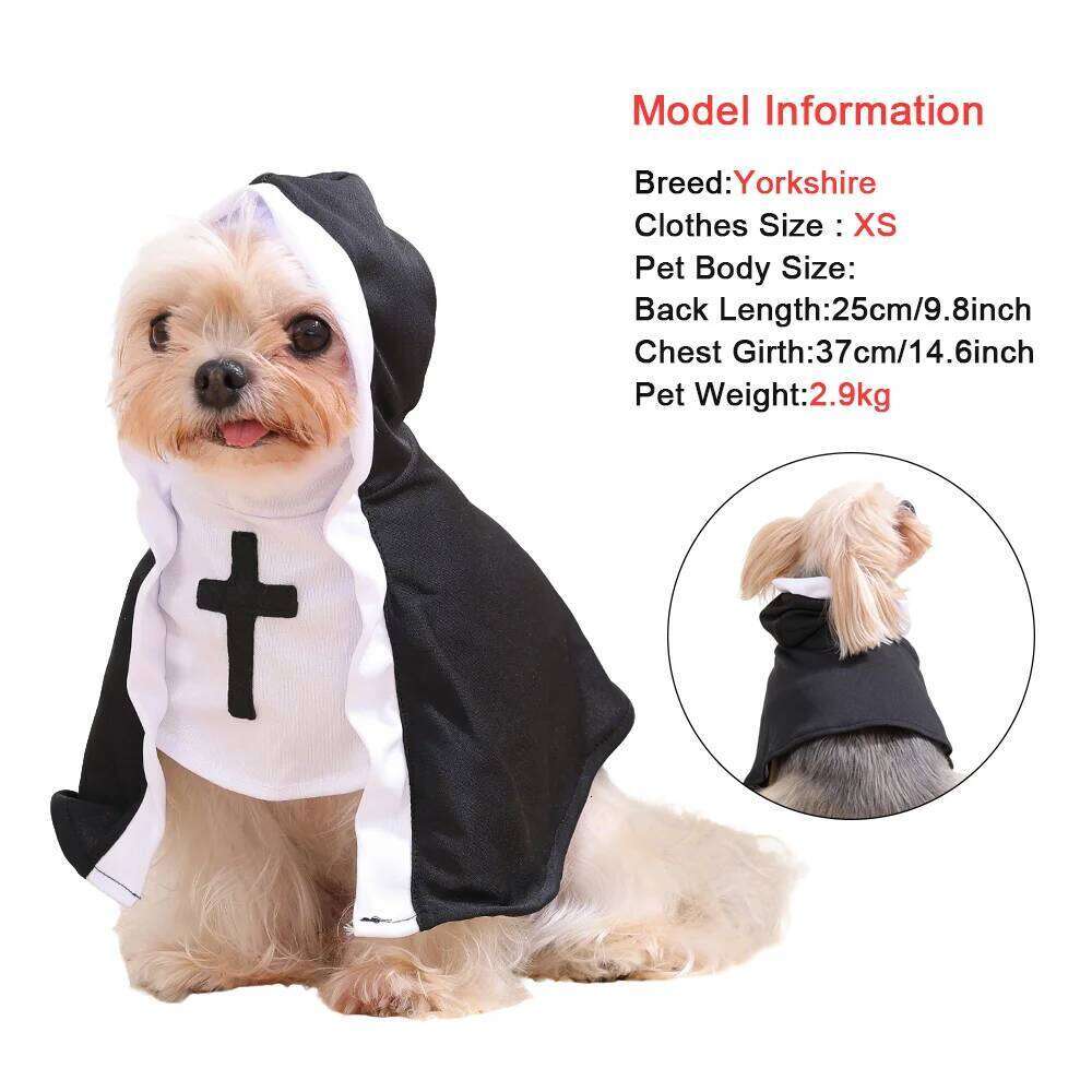 Halloween Pet Cosplay Costume For Small Medium Large Dogs Cats Funny Party Dress Up Dog Nun Outfits Chihuahua Pug Clothing