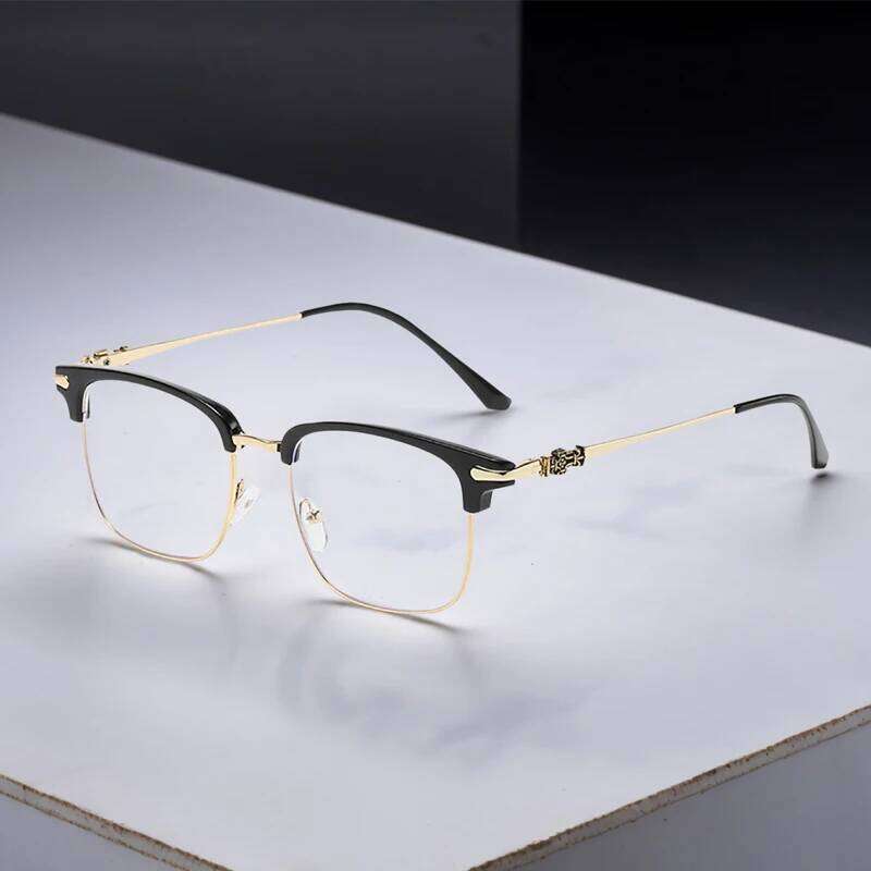 Luxury Semi-rim Anti-blue Light Men Fashion Square Browline Male's Glasses Daily Use Computer Phone Eyeglasses 26Y0330