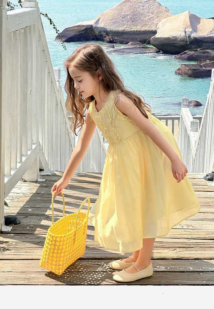 Girls 2025 summer new fresh literary Tencel dress holiday style little girl princess dress fahsion casual babyT260330