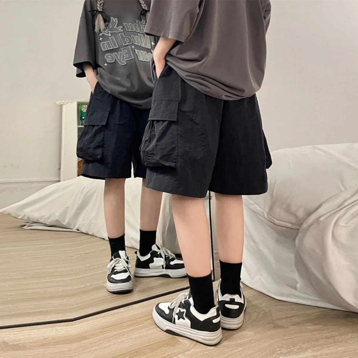 Women High Waist Cargo Shorts American Style Streetwear Summer Wide Leg Pants Fashion Female Big Pocket Loose Shorts 260327