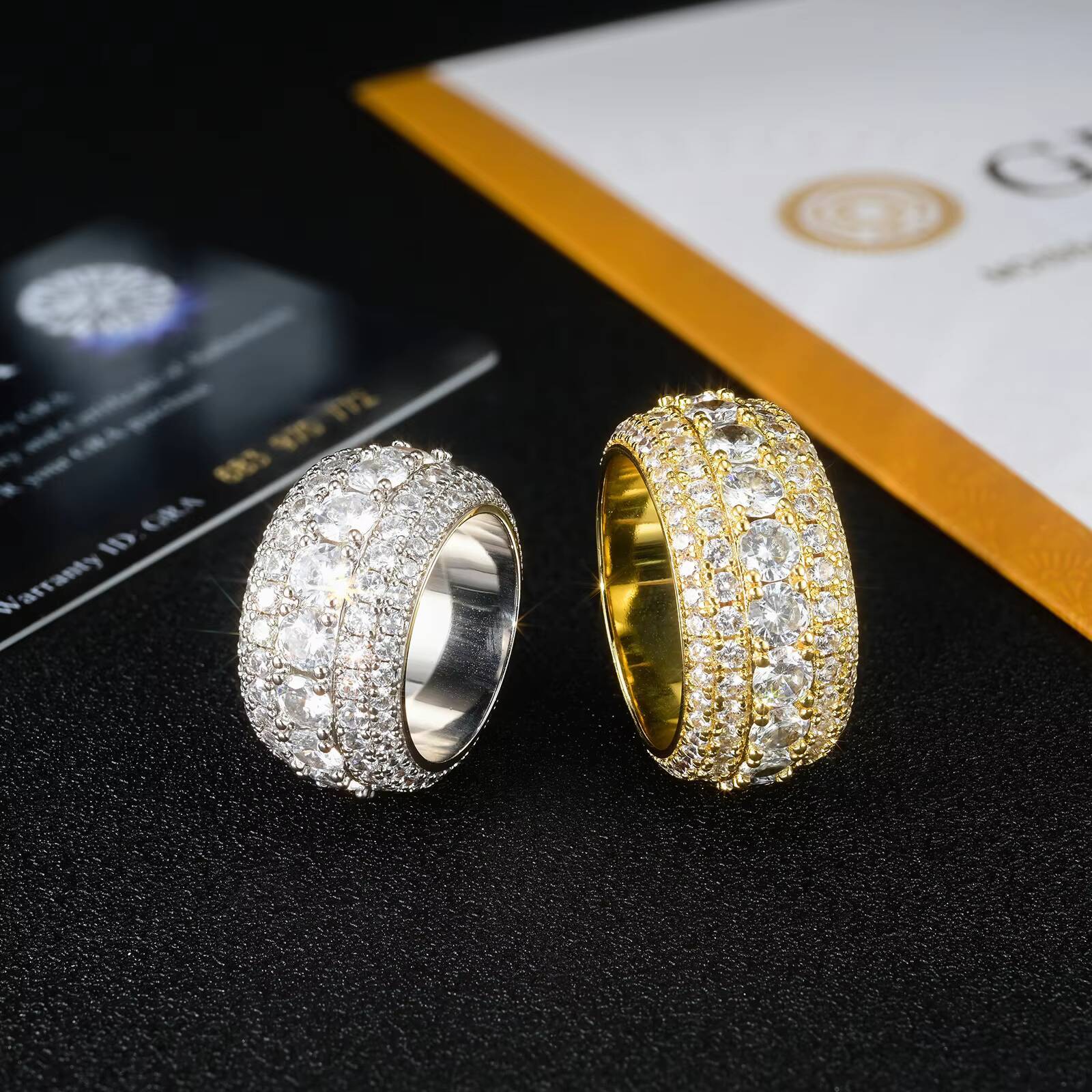 Classic Luxury 5 Rows Moissanite Ring Pass Diamond Test 925 Sterling Silver Shiny Fashion Jewelry Rings Moissanite Ring Men