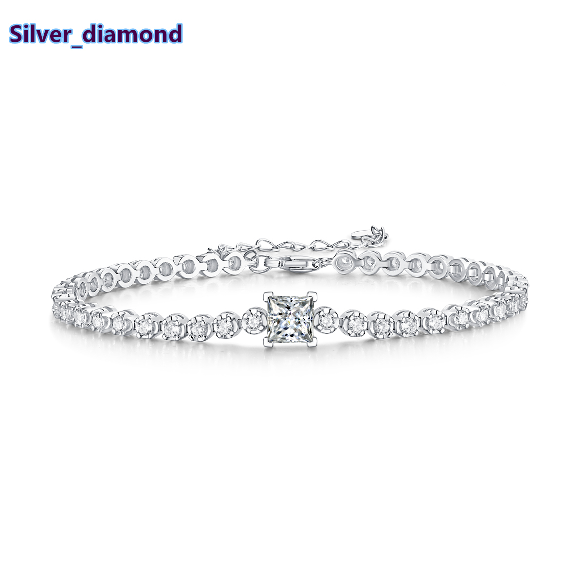Wholesale Trendy Luxury Jewelry Moissanite Diamond Chain Tennis Bracelet 925 Sterling Silver Fine Jewelry Bracelets