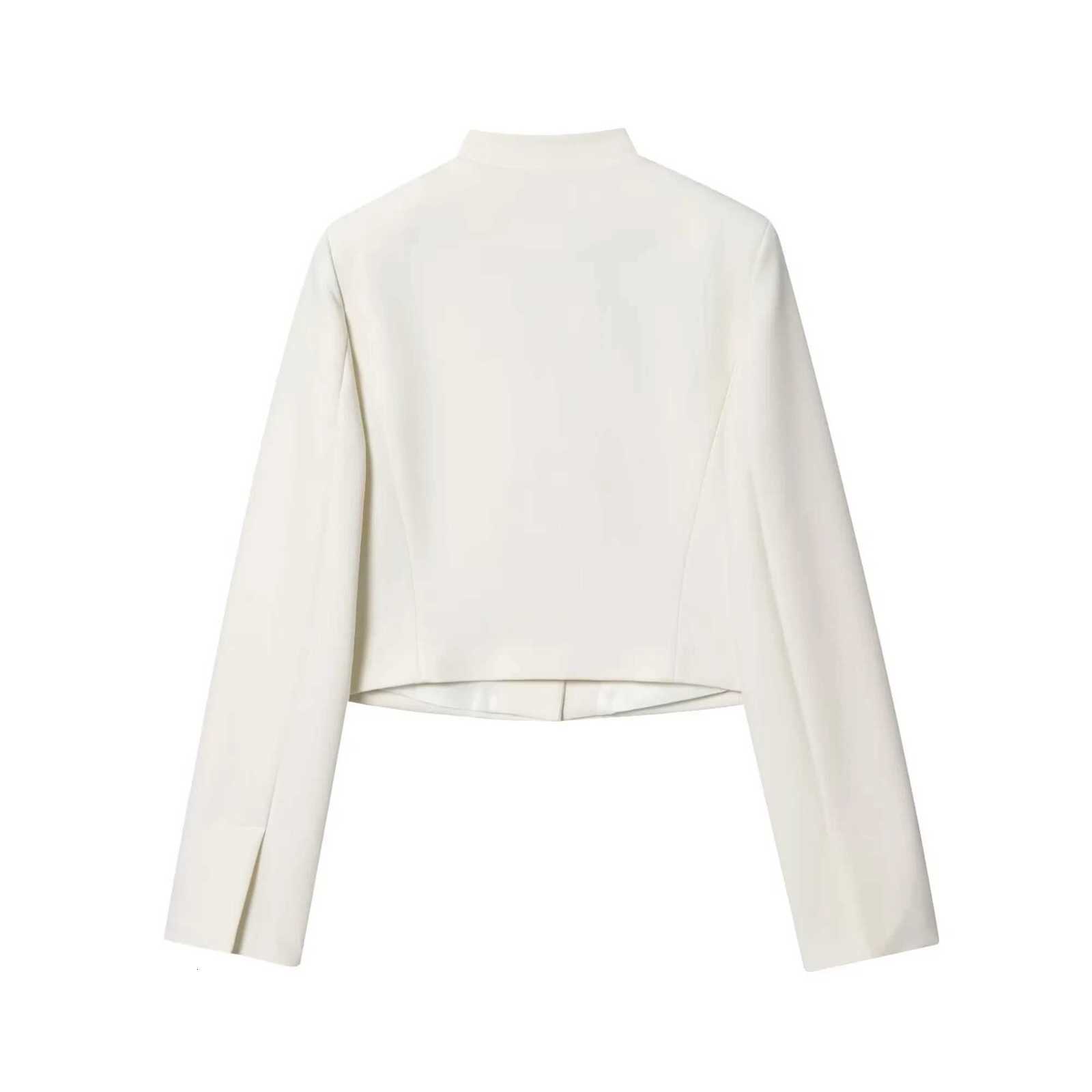 Women Short Jacket Coat Autumn Winter 2025 Elegant Simple LadyS White Blazers Jacket Single-Breasted Stand Collar Slim CoatsT260328