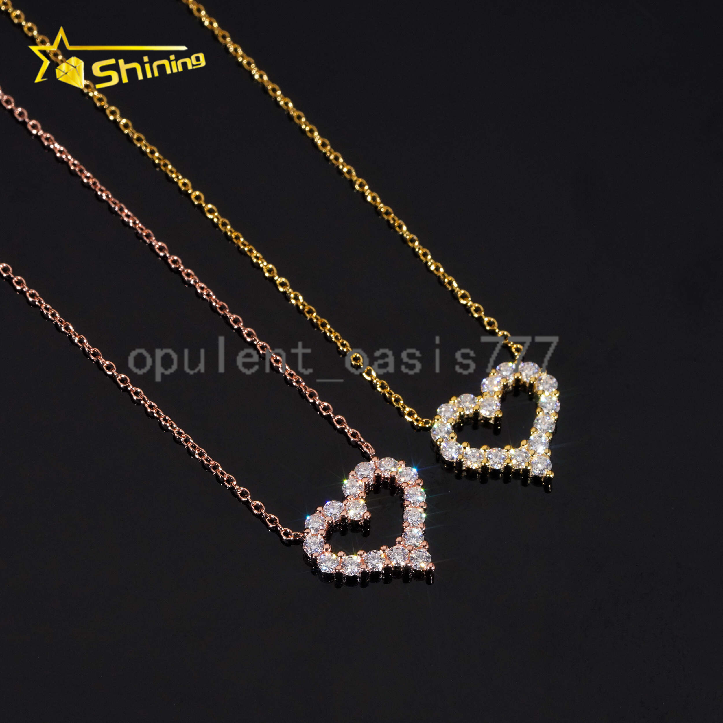 Best Selling Fashion Pendant Necklaces 925 Solid Silver Women Iced Out Moissanite Heart Pendant Necklace GRA Certificated