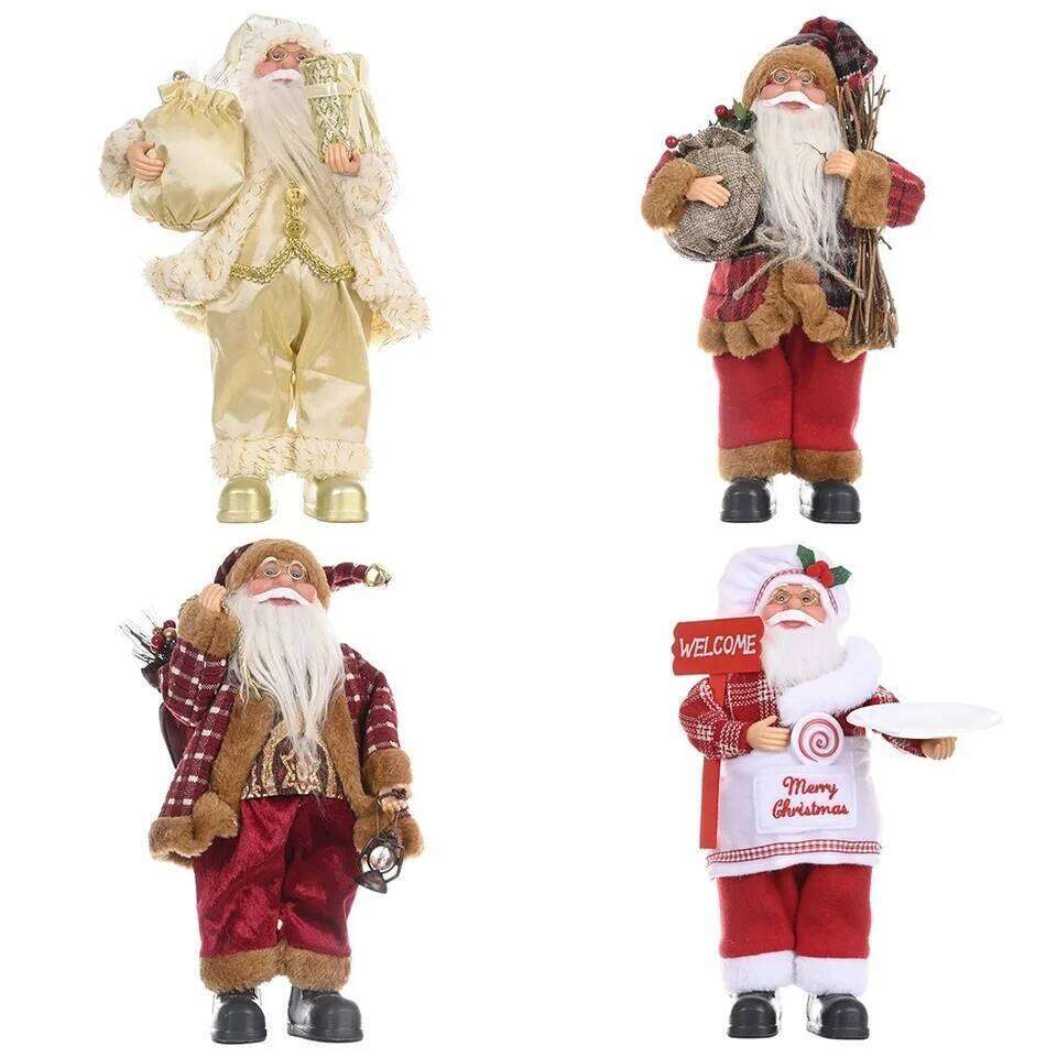 2025 Giant 30cm Christmas Santa Claus Plush Doll Decoration Navidad Party Decor Outdoor Garden Home Xmas Ornaments New Year Gift