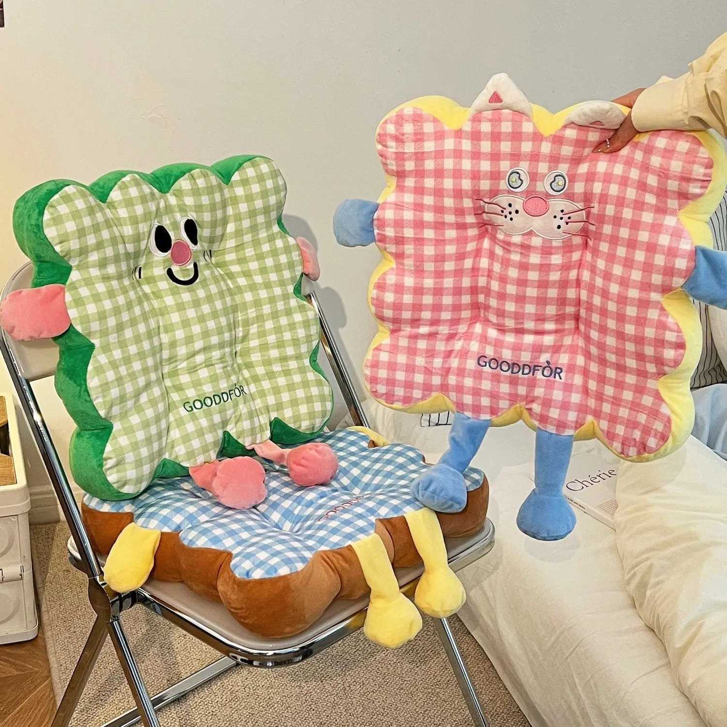 Comfy Cartoon Toast Grid-Shaped Seat Back Cushion Students Working People Casual Cushion Pillow for Home/Office/Car H260330 - view 4