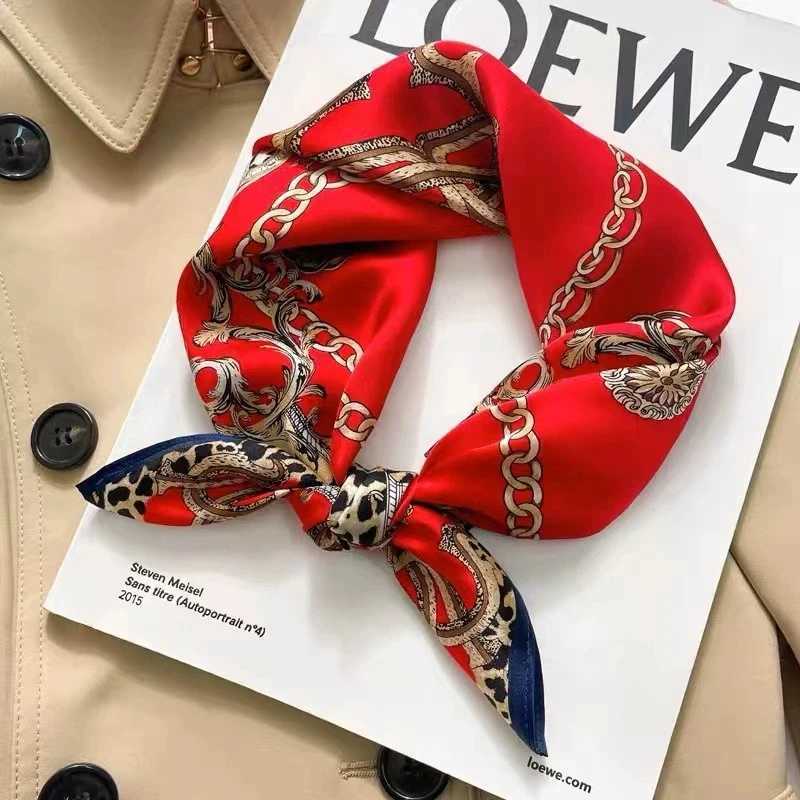 53CM Red Square 100 Silk Scarf For Holiday Small Head Neck Hijab Women Kerchief High Quality Silk Bandana Scarves Z260330