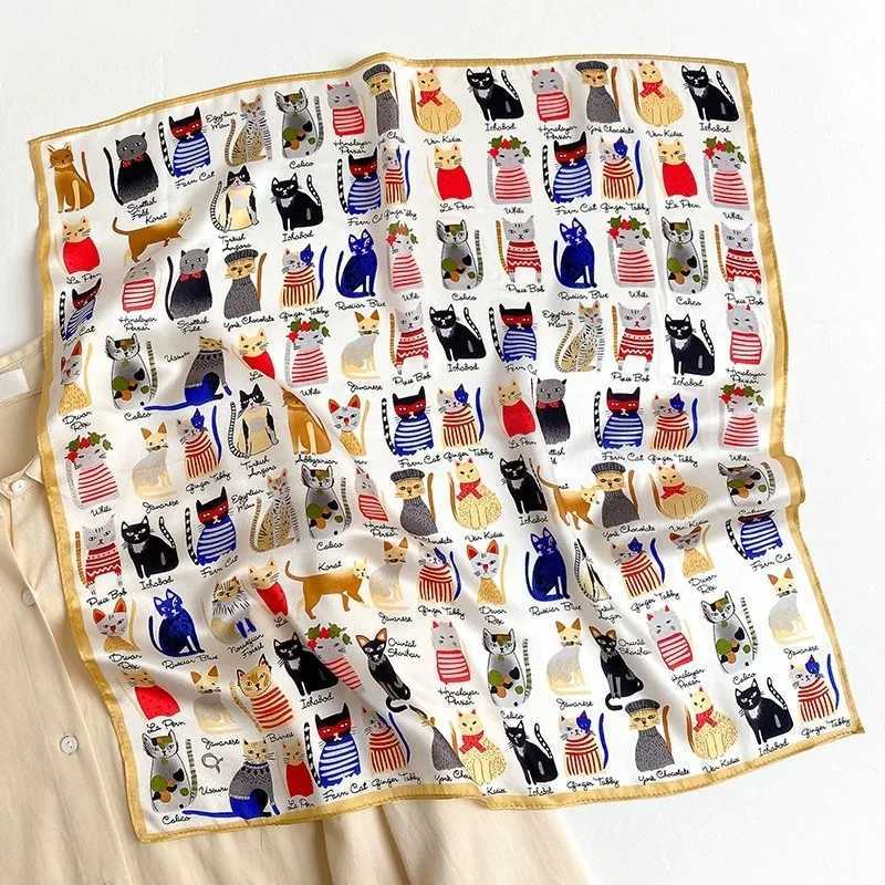 53cm Silk Printed Hijab Scarf for Wen Silk Floral Print Small Scarf Fashionable and Versatile Scarf Neck Protector Hijab X260328