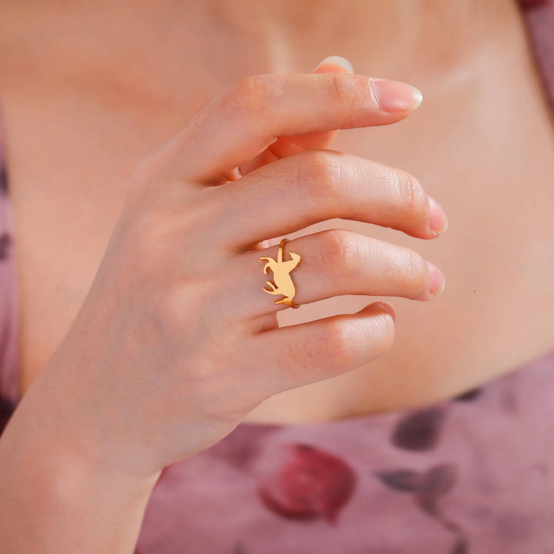 Animal Series Galloping Horse Ring Versatile Stainless Steel Jewelry Couple's Ring Stainless Steel Accessories Rings