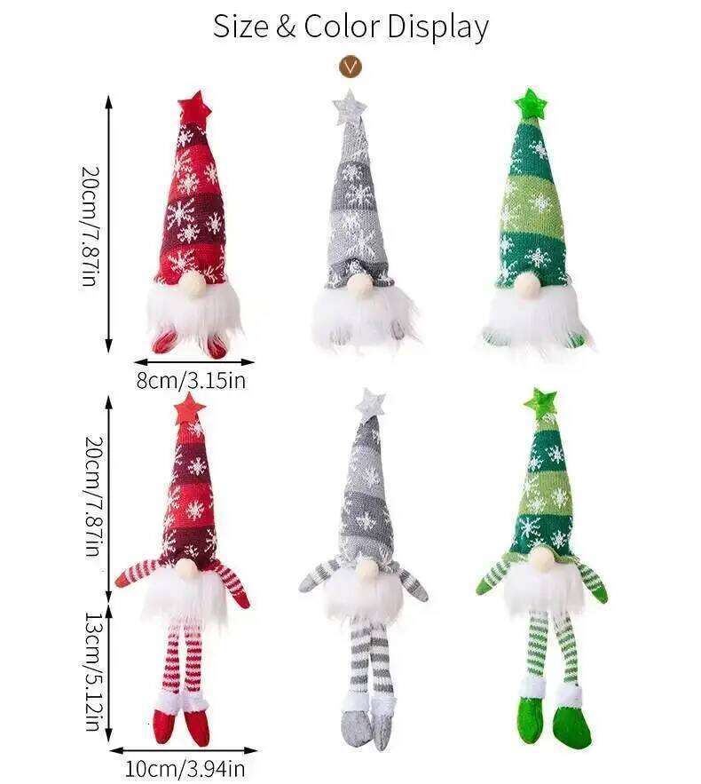 2025 Faceless Doll Gnome Ornaments LED Light Plush Knitting Crafts Tree Pendant Christmas Decorations Home Kids Gift