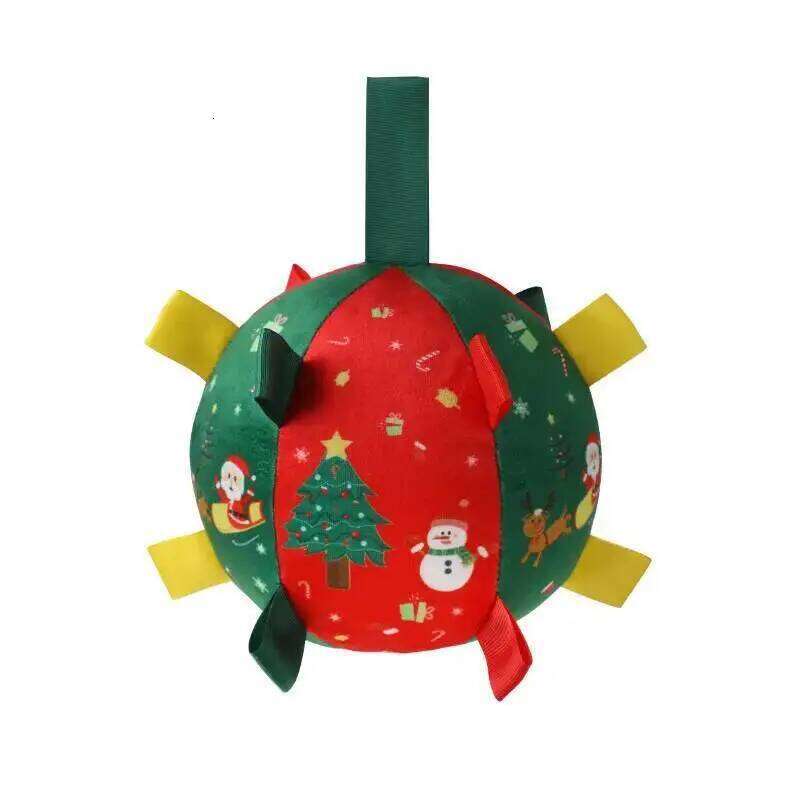 Christmas Dog Balls Electric Interactive Plush Toy Ball for Dogs Built-In Bell Anti-Bite Chew Toys with Squeaker Pet Product