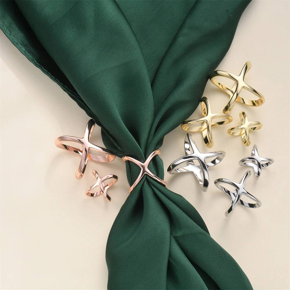 1pc Modern X-Shaped Hollow-Out Scarf & Shawl Clip, Coat Belt Buckle, Blouse Knot, Minimalist Clothing Accessory