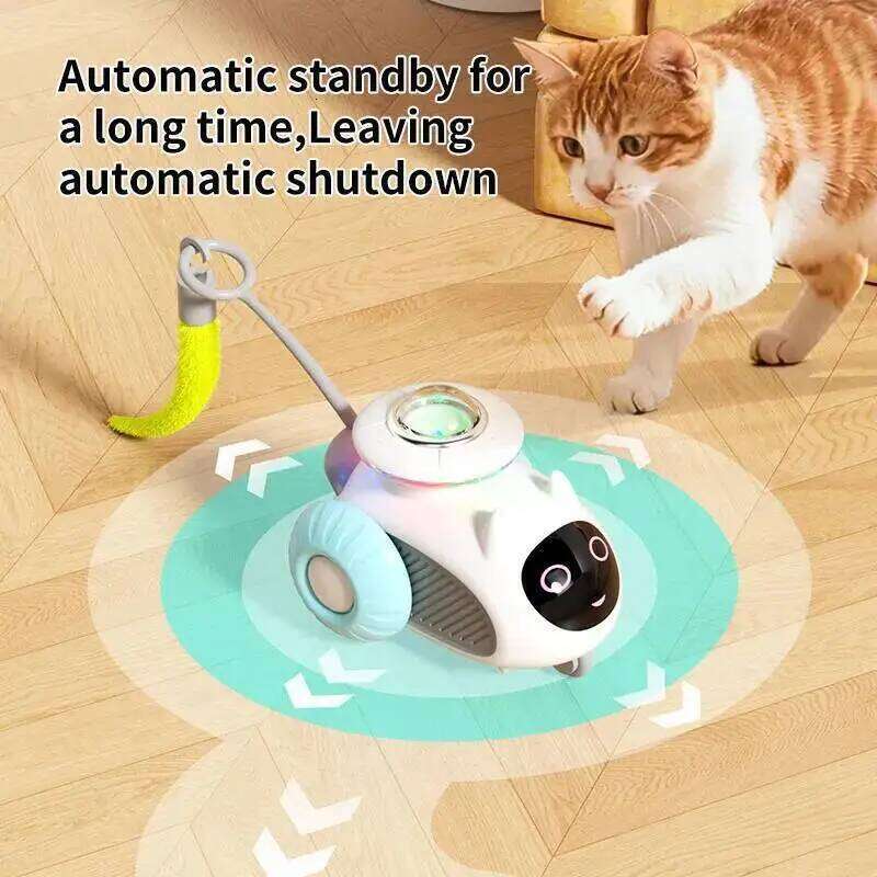 for Indoor Remote Control Smart Automatic Car with Tail Rechargeable LED Auto Moving Exercise Interactive Cat Toys