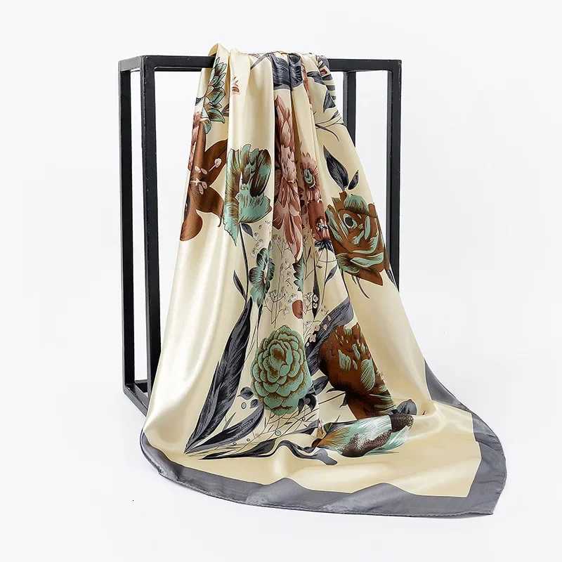 90cm Square Shawls Women Hijab Scarf For Hair Fashion Print Kerchief Neck Scarves Female Silk Satin Bag Scarfs For Ladies Banada Z260330