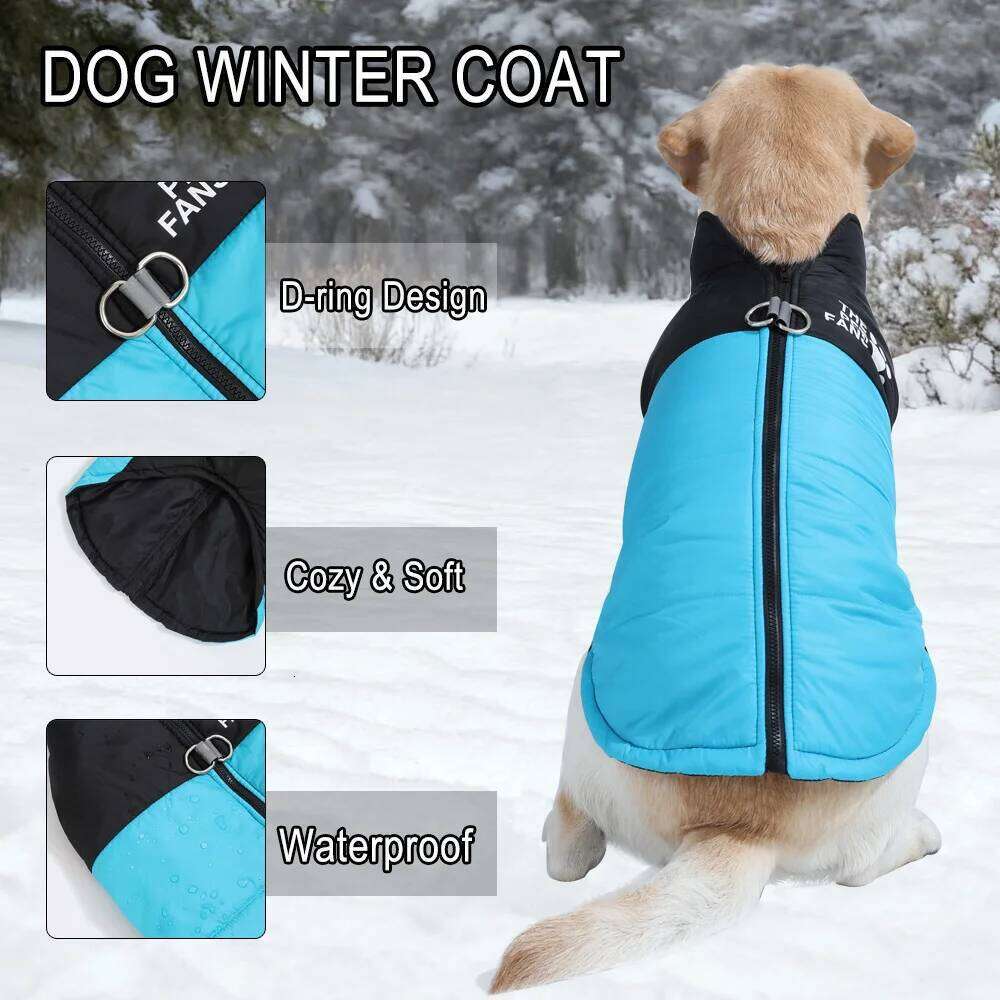 Warm Pet Dog Jacket Coat For Small Big Dogs Winter Waterproof Puppy Clothing with D-ring Golden Retriever Bulldog Costume