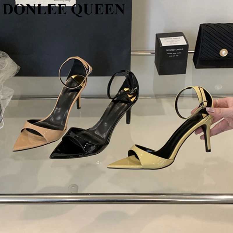 2025 Pointed Toe Women Ankle Strap Sandals Thin High Heels Peep Toe Slides Sandals Shoes Summer Design Fashion Party Dress Pumps Z260330