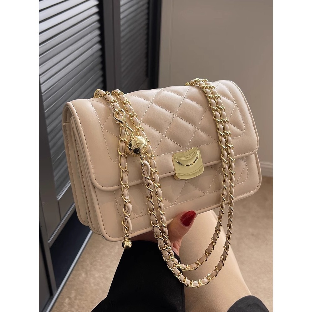 Elegant small women's 2025 new model, popular this year, versatile summer quilted chain shoulder bag