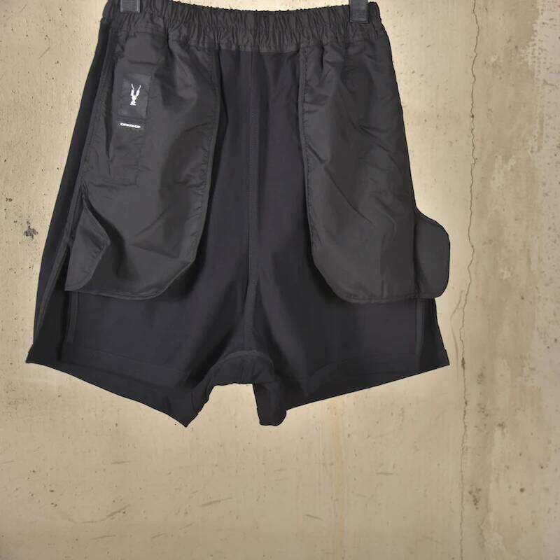 Cotton Knitted RO Dark High Street Split Men's Elastic Waist Summer Fashion Casual Loose Shorts