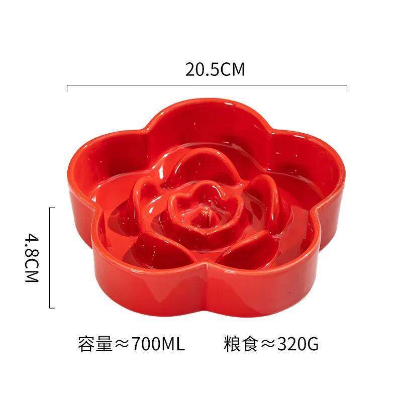 Ceramic Slow Anti-choking Medium and Large Dog Food Basin Cat Bowl with Wooden Frame Pet Feeding Supplies With 26W0330