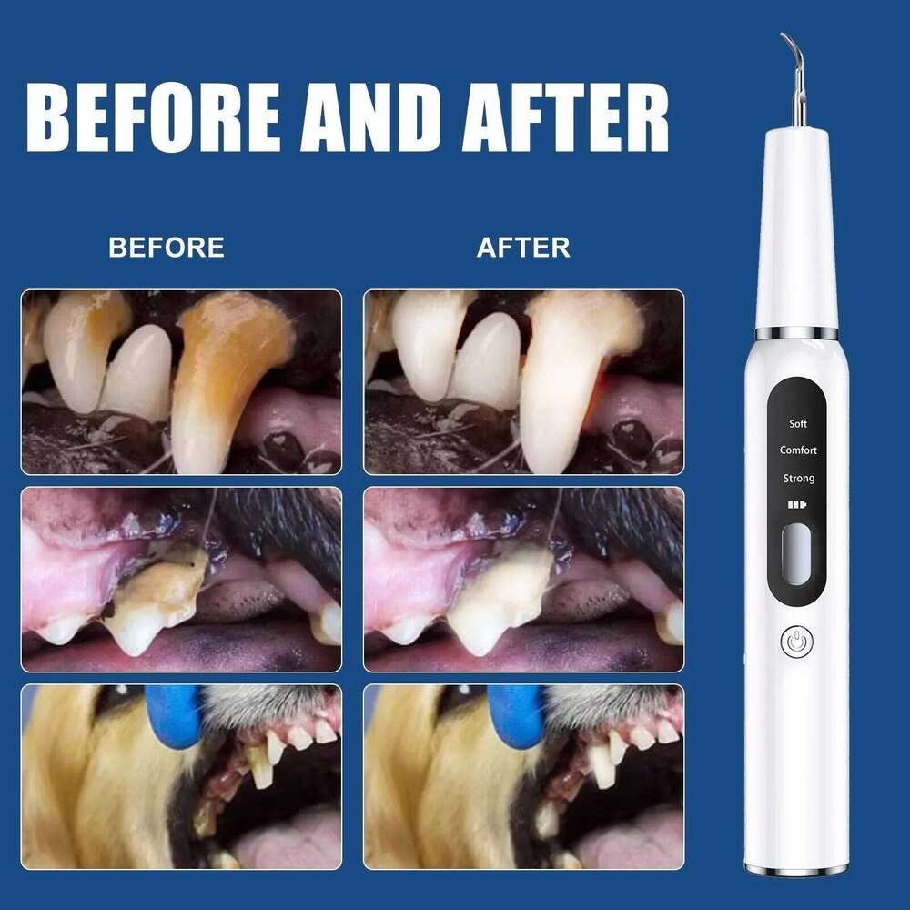 Cleaning Kit Pet Ultrasonic Canine Plaque Remover for Teeth with LED Light 3 Modes USB Charge Dog Sonic Tooth Cleaner