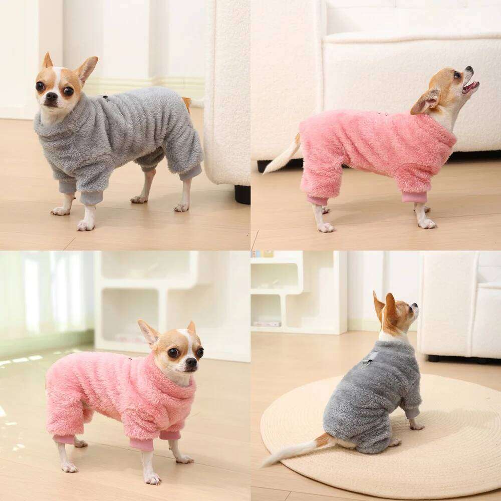 Pet Dog Jumpsuit for Small Medium Dogs Winter Warm Fleece Puppy Jacket with D-ring Soft Cozy Costume Pug French Bulldog Clothing
