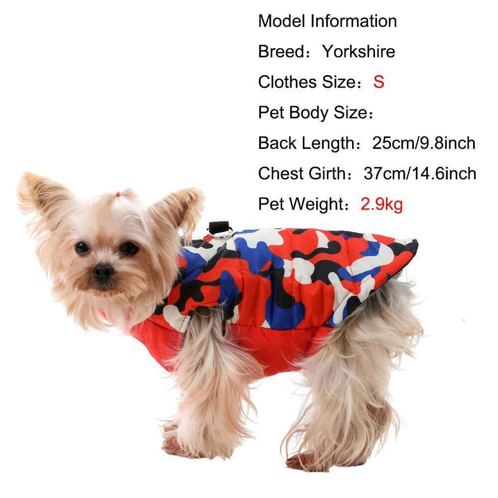 Warm Jacket Coat Pet Clothes For Small Medium Dog Winter Puppy Camouflage Print Costumes With D-ring Chihuahua Yorkshire
