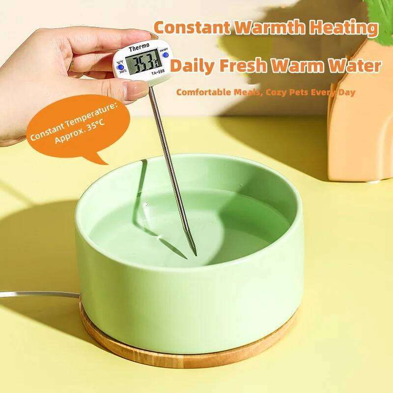 Heated Cat Ceramic Dispenser with Temperature for Cats & Dogs Constant 35C Pet Water Bowl Winter 26W0330