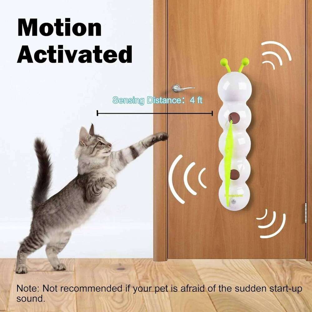 Interactive Intelligent Motion Activated Wack A Worm Post With Tail Automatic Emerging from The Hole Teasing Cat Toy