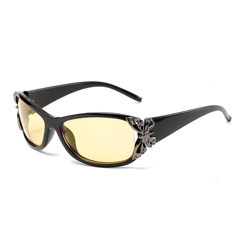 Trendy Butterfly Decoration Designer Sunglasses Luxury Brand Women's Accessories Fashion Personality Sunscreen Leopard Print Outdoor Sports Cycli
